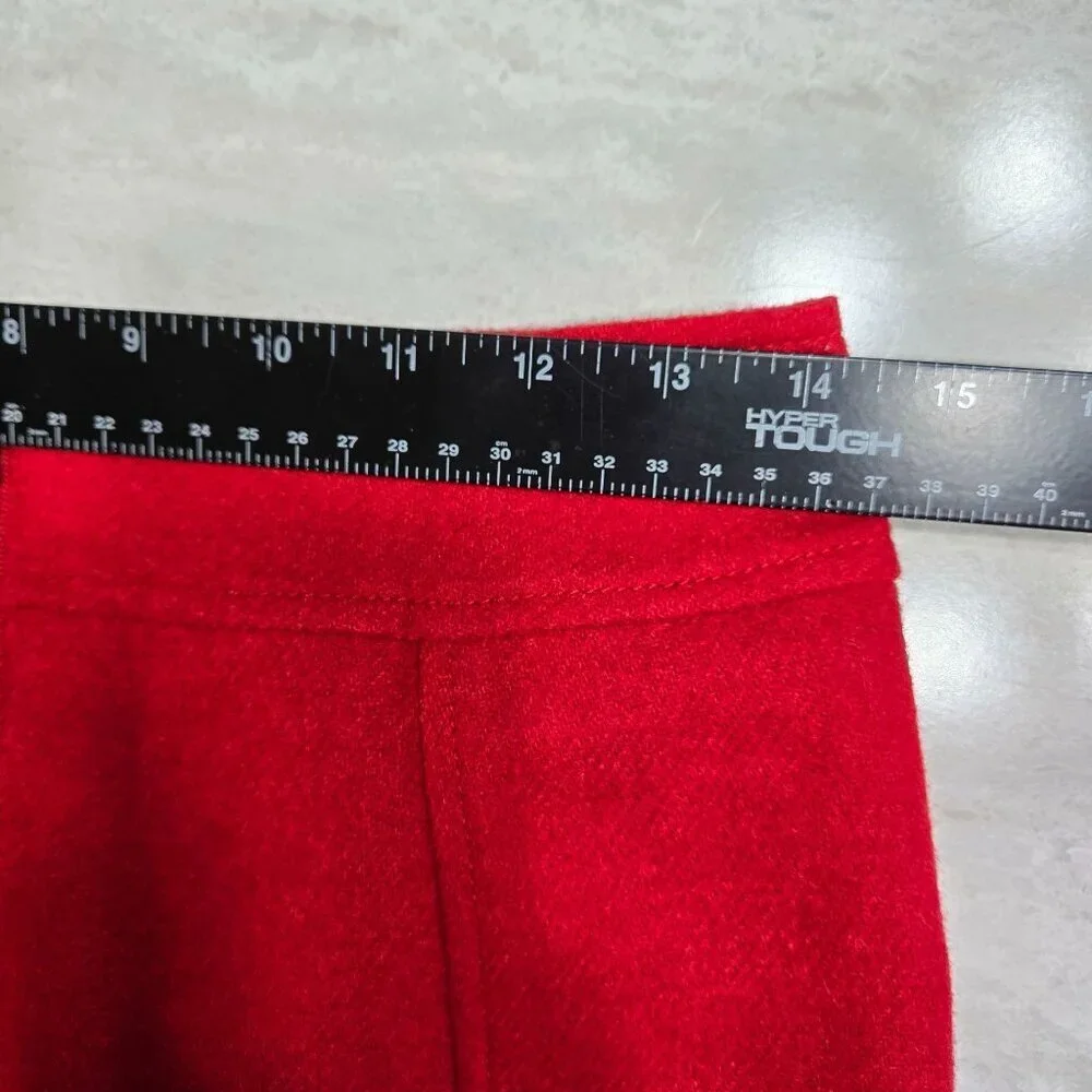 Talbots Petites Skirt Red Size 2P Fully Lined Wool Blend Back Zip Pockets Office